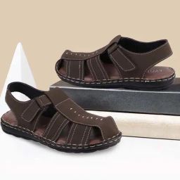 Fausto Men's Brown Fisherman Sandals-image-94