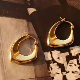 VIEN Gold-Plated Contemporary Hypoallergenic Hoop Earring-image-12