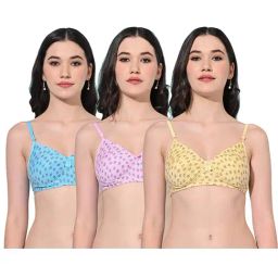 FIMS Blue & Pink Printed Bras - Pack Of 3-picture-20