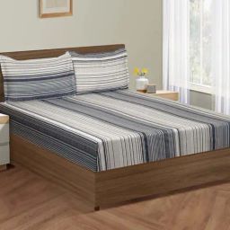 Swayam Blue Cotton 180 TC Double Size Bedsheet With Pillow Covers-image-57