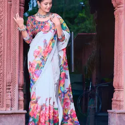 Moda Rapido Floral Block Print Saree-image-45