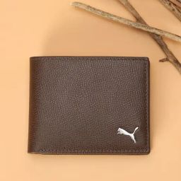 Puma Brown Leather Textured Bi-Fold Wallet-picture-3