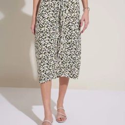 People By Pantaloons Dark Green Regular Fit Floral Print Skirt-image-49