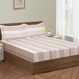 Swayam Pink Cotton 180 TC Double Size Bedsheet With Pillow Covers-picture-14