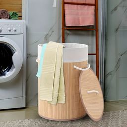 The Better Home Brown Bamboo Laundry Basket With Lid - 48L-46
