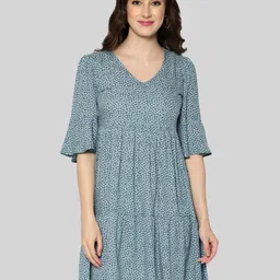 DressBerry Floral Print Bell Sleeve A-Line Dress-picture-12