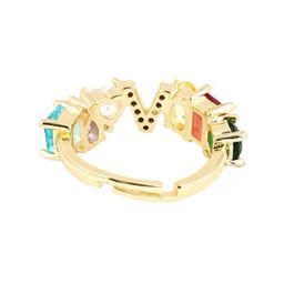 Joker & Witch Multi Lowe Colour Alphabet V Ring image 5