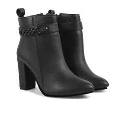 SHUZ TOUCH Women Block Heel Mid Black Ankle Length Regular Boots-image-87