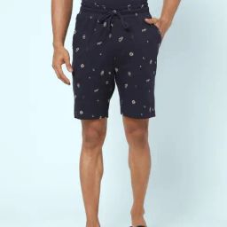 Ajile By Pantaloons Navy Cotton Slim Fit Printed Lounge Shorts-image-50