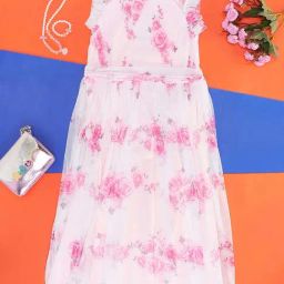 Pantaloons Junior Kids Off-White & Pink Cotton Floral Print Dress-image-89
