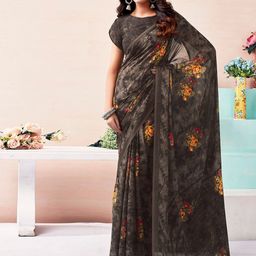 HERE&NOW Floral Poly Georgette Saree-picture-2