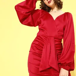STREET 9 Red Satin Mini Dress-image-46