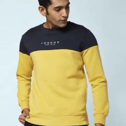 Byford by Pantaloons Yellow & Blue Regular Fit Colour Block Sweatshirt-image-44