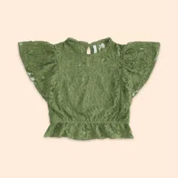 Pantaloons Junior Olive Cotton Floral Print Top-picture-37