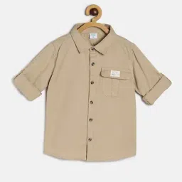 MINIKLUB Kids Beige Solid Full Sleeves Shirt-image-26