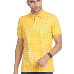 Turtle Yellow Slim Fit Printed Polo T-Shirts-image-21