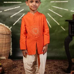 MIRALI Boys Ethnic Motifs Embroidered Cotton Silk Kurta-picture-12