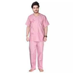 SARAF Pink-Checks Patient Kurta- Payjama Size:- M, 7408A-22