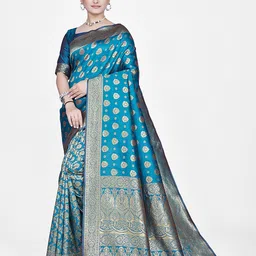 Melok Woven Design Zari Silk Blend Banarasi Saree-56