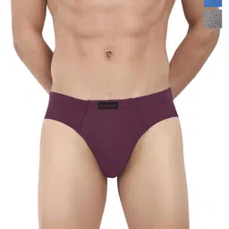 LOGGERHEAD Pack Of 3 Cotton Mid-Rise Basic Briefs LHCB001-BLUE-DARK GREY-WINE-image-68