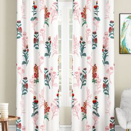 SEJ by Nisha Gupta Set of 2 Floral Eyelet Door Curtains - White-61