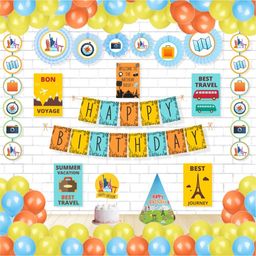 Untumble Travel Theme Birthday Decoration Paper Fan Kit for Kids - Pack of 56-image-87