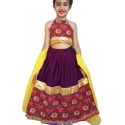 Aglare Navratri Theme Sleeveless Block Motif Design Embroidered Lehenga And Choli With Dupatta - Red-picture-10