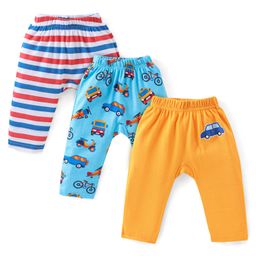 Babyhug Cotton Knit Diaper Pants Full Length Car Printed Pack of 3 - Multicolour-image-93