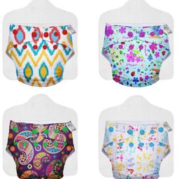 SuperBottoms Cloth Diapers for babies - Cloth Diaper Combo Pack of 4 Freesize UNO- New Version, Reusable Cloth Diapers for babies 3M to 3Y, With 4 organic cotton inserts/pads-5