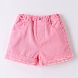 Kookie Kids Denim  Solid Shorts  - Pink-image-34
