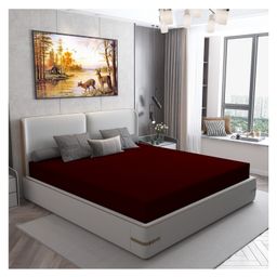DREAM CARE Water Proof Lycra Stretchable Fitted Mattress Protector (Maroon)-image-13