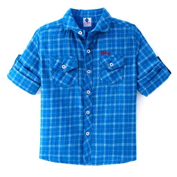 TONYBOY Cotton Full Sleeves Checked Shirt - Blue-picture-12