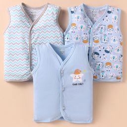 OHMS Single Jersey Knit Sleeveless Jhablas with Stripes & Animal Print Pack of 3 - Light Blue-picture-11