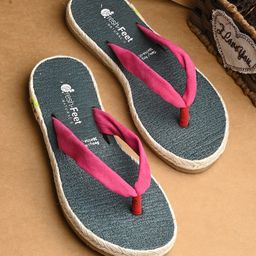 Fresh1947Feet Textured Super Comfortable Flip Flops - Pink & Teal Blue-image-86