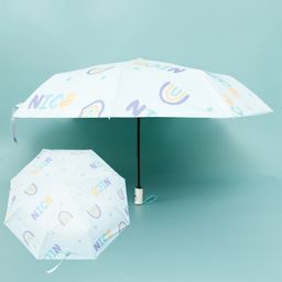 Kids Umbrella with Rainbow Print - Light Blue-11