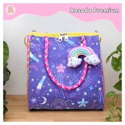 Rosada Starlet Print Tote Tiffin Bag for Kids With Toy Hanging - 13X13Inches-image-46