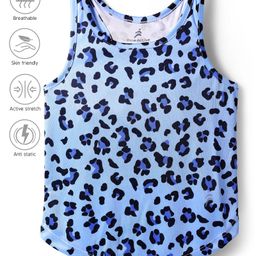 Pine Active Knit Sleeveless T-Shirt with Leaped Print - Light Blue-image-75