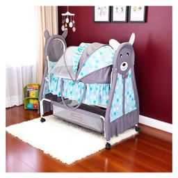 Kiddery Bella Baloo Baby Bassinet with Mosquito Net Protection - Blue & Grey-12
