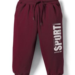 Taeko Looper Knit Full Length Lounge Pant With Text Print - Wine-picture-12
