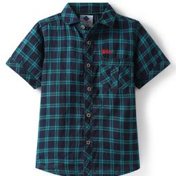 TONYBOY Cotton Half Sleeves Checked Shirt - Navy Blue-image-18