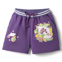 Pine Kids Looper Knit Mid Thigh Shorts With HD Print - Purple-image-28