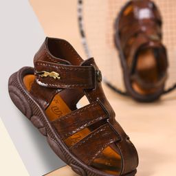 KATS Tiger Applique Detailed Velcro Closure Gladiator Sandals - Brown-picture-43