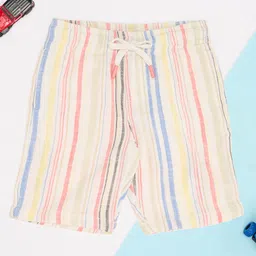 Pantaloons Junior Cotton Woven Striped Shorts - Multi Colour-picture-32