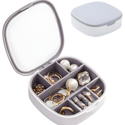 COZY VIBES Portable Small Mini Travel Jewelry Case Organizer with Mirror for Women Small Earring, Ring, Bracelets, Necklace, Pendents Mini Cosmetic Storage makeup Box - PACK OF 1 - COLOR MAY VARY-picture-4
