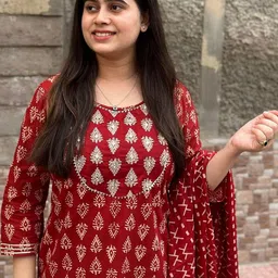 GoSriKi Women Ethnic Motifs Printed Regular Kurta with Trousers & With Dupatta image 3