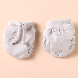 Simply Interlock Knit Cap, Mitten & Booties with Bunny Print Grey - Diameter 11 cm image 3