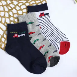YK Boys Pack Of 3 Patterned Ankle Length Socks-image-55