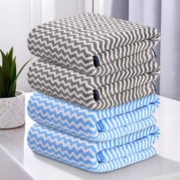 Kuber Industries Grey & Blue 4 Pcs Printed 280 GSM Ultra Absorbent Soft Hand Towels-4