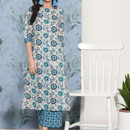Sera Printed Pure Cotton Round-Neck Top With Palazzos Co-Ords-picture-23