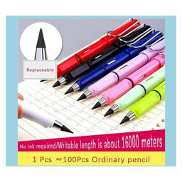 Asera Never Ending Inkless Pencils Infinity Everlasting Replaceable Graphite Extra 2PC Nibs Set with 1PC of Pencil Case Portable Eraser Reusable Unlimited Writing Pack of 12 Pencils - Multicolor image 4